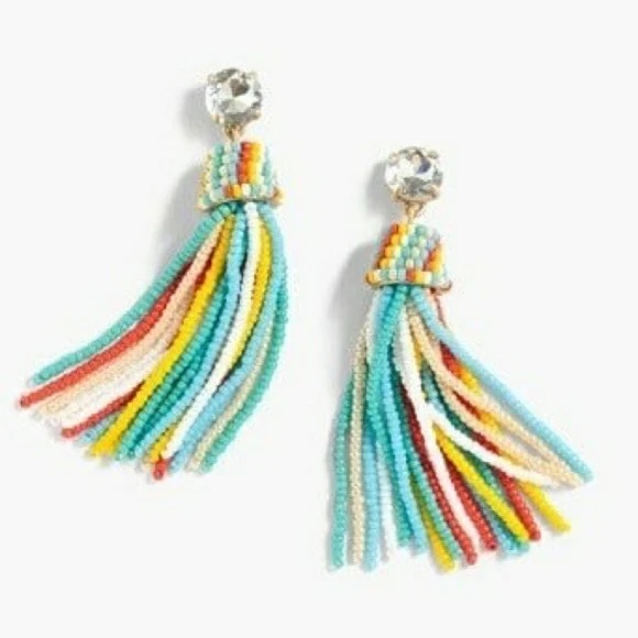 J. Crew Jewelry - J. Crew Multicolor Beaded Tassel Earrings